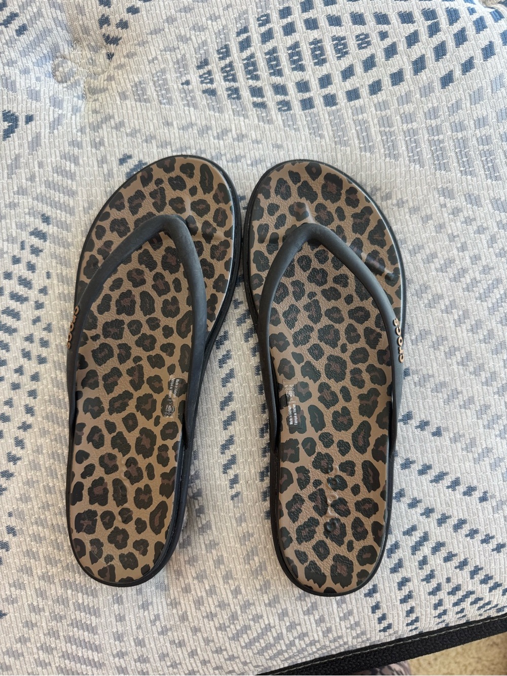 Crocs Leopard Print Flip Flop Sandals